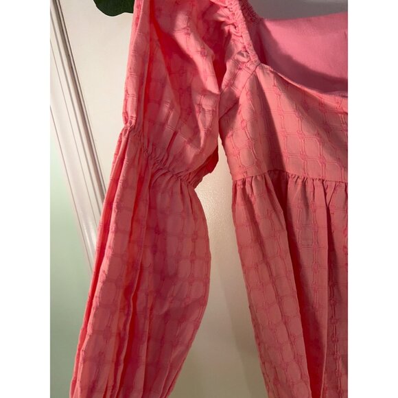 In the Style Tie Front Blouse Womens Size 8 Pink Boho Peasant Top Long Sleeve Sq - Picture 7 of 16